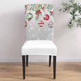thumbnail image 3 of Chair Covers for Dining Room Set of 4,Christmas Red Poinsettia Flower Bell Stretch Seat Protector Removable Washable Chairs Slipcovers for Kitchen Banquet Wedding Hotel,Xmas Berry Fir Leaves, 3 of 6