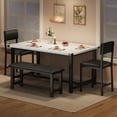 thumbnail image 3 of Yiwa 4-Piece Dining Table Set, Includes Kitchen Table, 2 Chairs and Upholstered Bench, Space-Saving for Small Apartments, Industrial Wood and Metal Design, 3 of 8