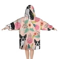 thumbnail image 2 of Pink Boston Terrier and Flower Blanket Hoodies for Kids 6-13YR Oversize Wearable Blanket Hoodies for Boys Girls Teens, 2 of 7