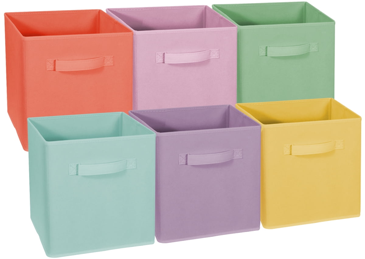 Set 6 Green Cube Storage Bins Foldable Fabric Basket Drawers Organizer Container 