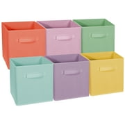 6 Pack Cube Storage Bin Organizer Set - Fabric Foldable Baskets in Classic Pastel Colors