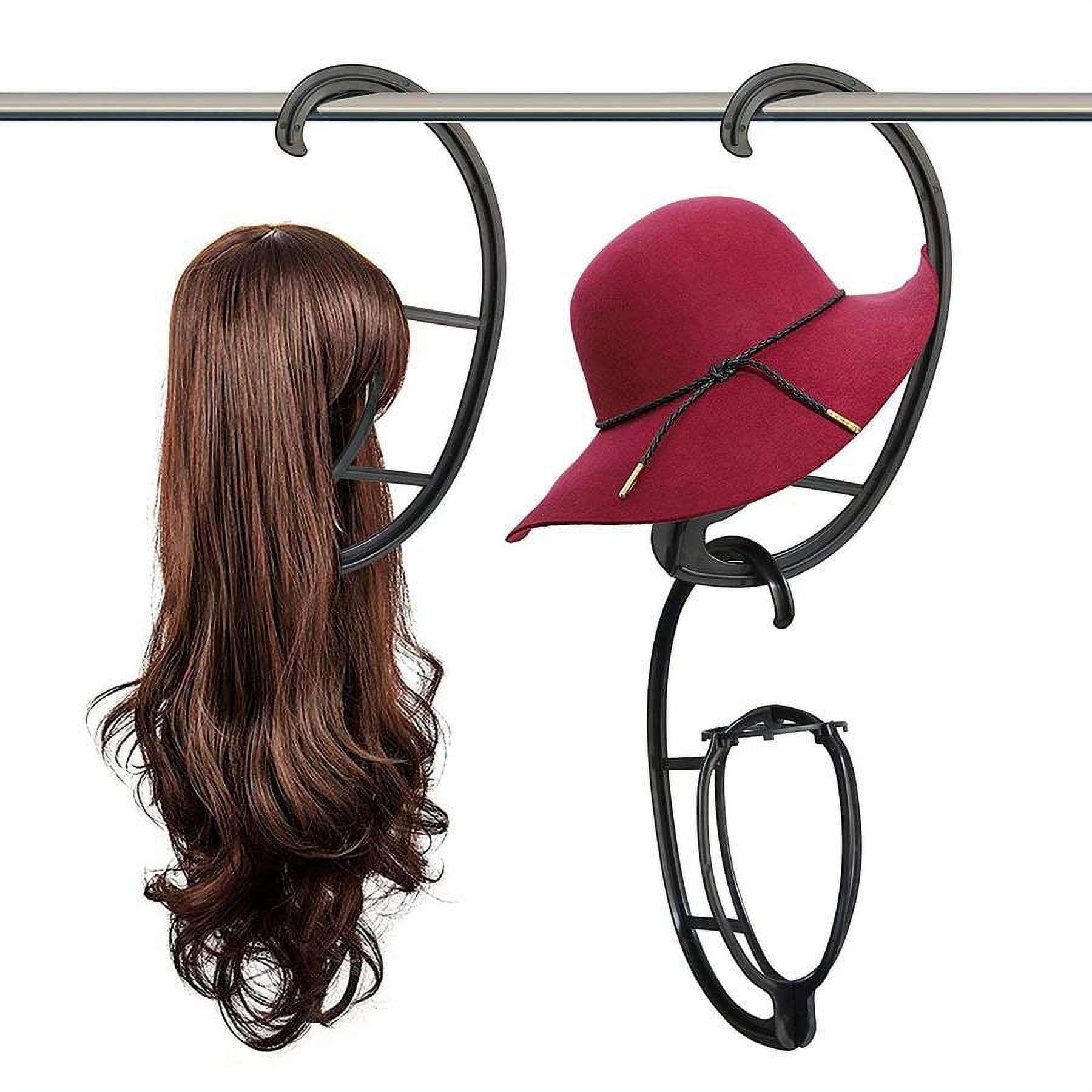 Hanging Wig Stand, 2 Pcs Portable Black/ White Wig Hanger For Display Wigs  And Hats, Collapsible Wig Display Holder Tool