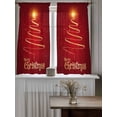 thumbnail image 4 of Christmas Curtains 45 Inch Length,Sheer Curtains for Bedroom Living Room Window Abstract Golden Sparkle Xmas Tree Red Winter Rod Pocket Drapes Kitchen Curtains Small Half Window 52"x45" 2 Panels, 4 of 7