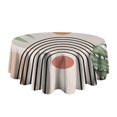 thumbnail image 5 of Orange Boho Geometric and Plant Pattern Round Tablecloth 60"x60",Wrinkle Wipeable Table Cloth for Kitchen Dining Room Picnic Patio Party, 5 of 6