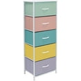 thumbnail image 2 of Sorbus Fabric Dresser for Kids Bedroom - Chest of 5 Drawers, Tall Storage Tower, Clothing Organizer, for Closet, for Playroom, for Nursery, Steel Frame, Fabric Bins - Wood Handle (Pastel), 2 of 7