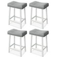 thumbnail image 1 of Taburetes de Bar Modernos de Cuero Sintético Gris - Juego de 4, Altura para Mostrador con Patas Blancas y Reposapiés, gris, 1 of 17