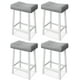 thumbnail image 1 of Taburetes de Bar Modernos de Cuero Sintético Gris - Juego de 4, Altura para Mostrador con Patas Blancas y Reposapiés, gris, 1 of 17