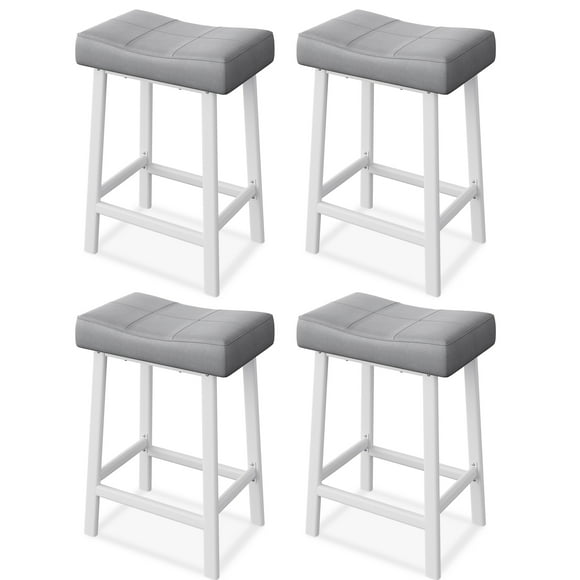 Yeshouse Taburetes de bar de 61 cm para isla de cocina, tapizados y acolchados con superficie curva, fáciles de montar