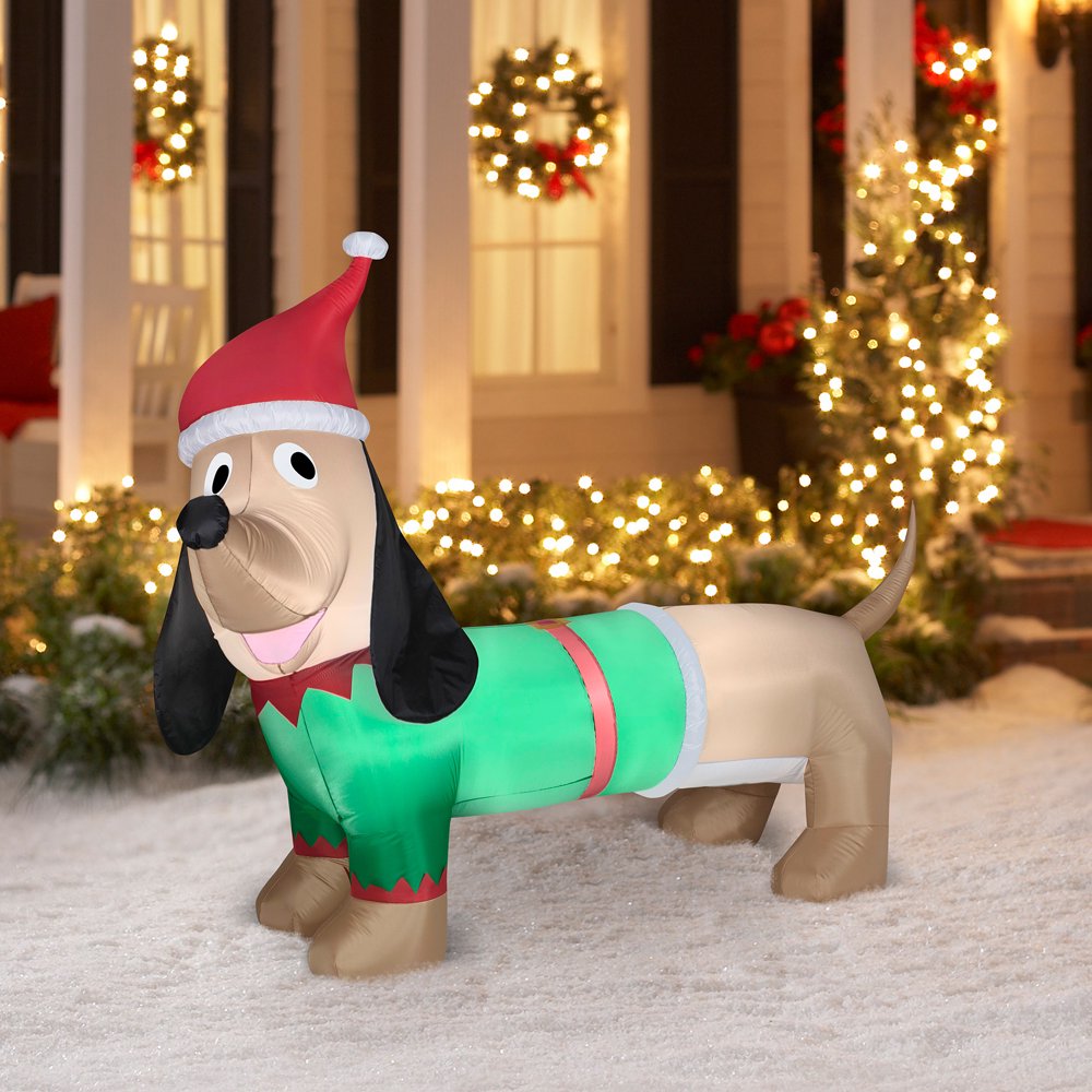 Airblown Inflatable 5' Dachshund Christmas Prop