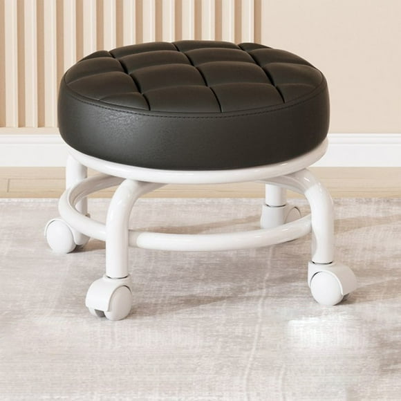 Fridja Summer Savings Low Stool with Wheels, Pedicure Chair for Nail tech Low Rolling Stool, Shoe Changing Makeup Cleaning with Wheels, Pedicure, Massage SPA and Home, Low Seat with Wheels