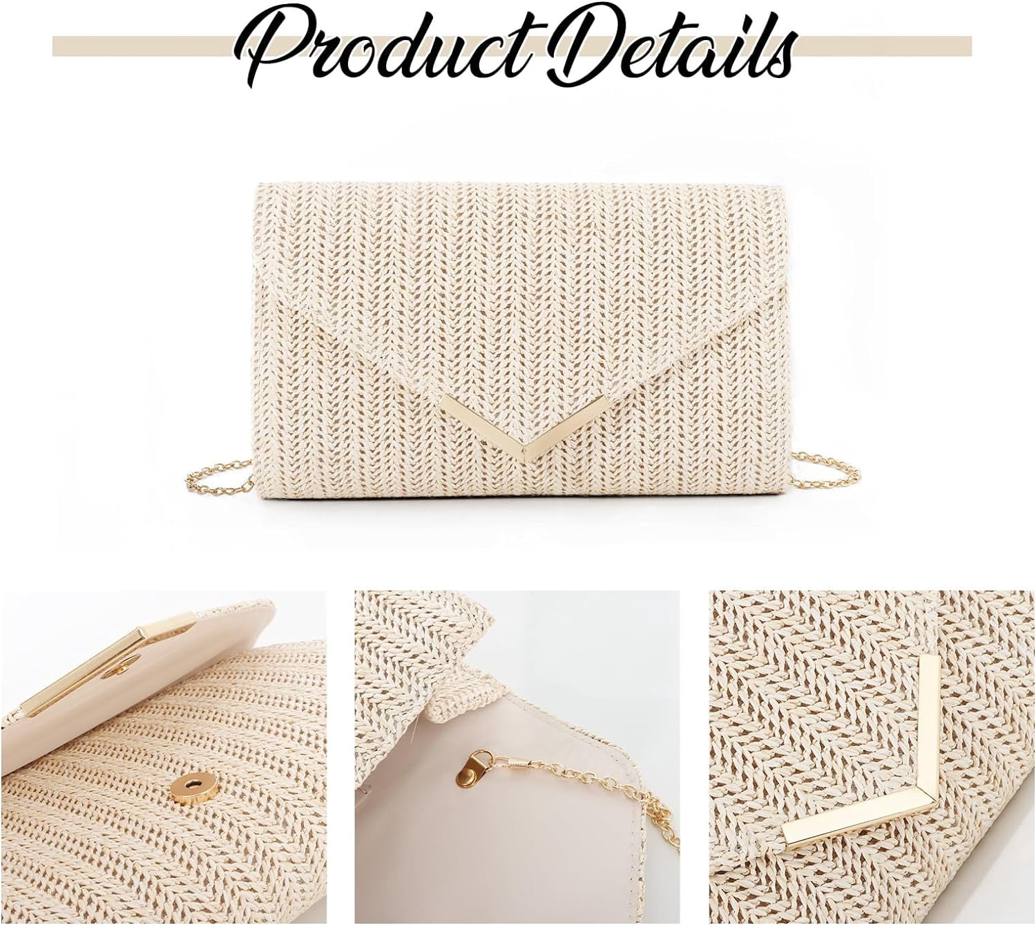 Straw Clutch Rattan Woven Summer Evening Woven Bag Beach Handbag