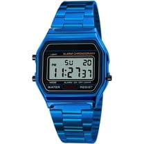 Men Lady Vintage Retro Gold Stainless Steel Digital Casual Watch Alarm Stopwatch