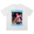 thumbnail image 1 of Hudson Westbrook Vintage Wash Tee Verano Unisex Moda Cuello Redondo Manga Corta Algodón Camisetas,White,XXXL, 1 of 5