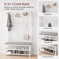 thumbnail image 3 of YANAOFFE Entryway Coat Rack with Shoe Storage Bench, 4-in-1 Entryway Bench, Metal Hall Tree Shoes Bench with 10 Hooks, White, 3 of 7