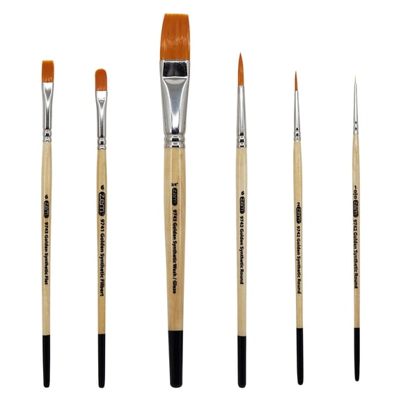 ZEM Brush Mfg AS-8 Student Golden Synthetics Artist Paint Brush Set