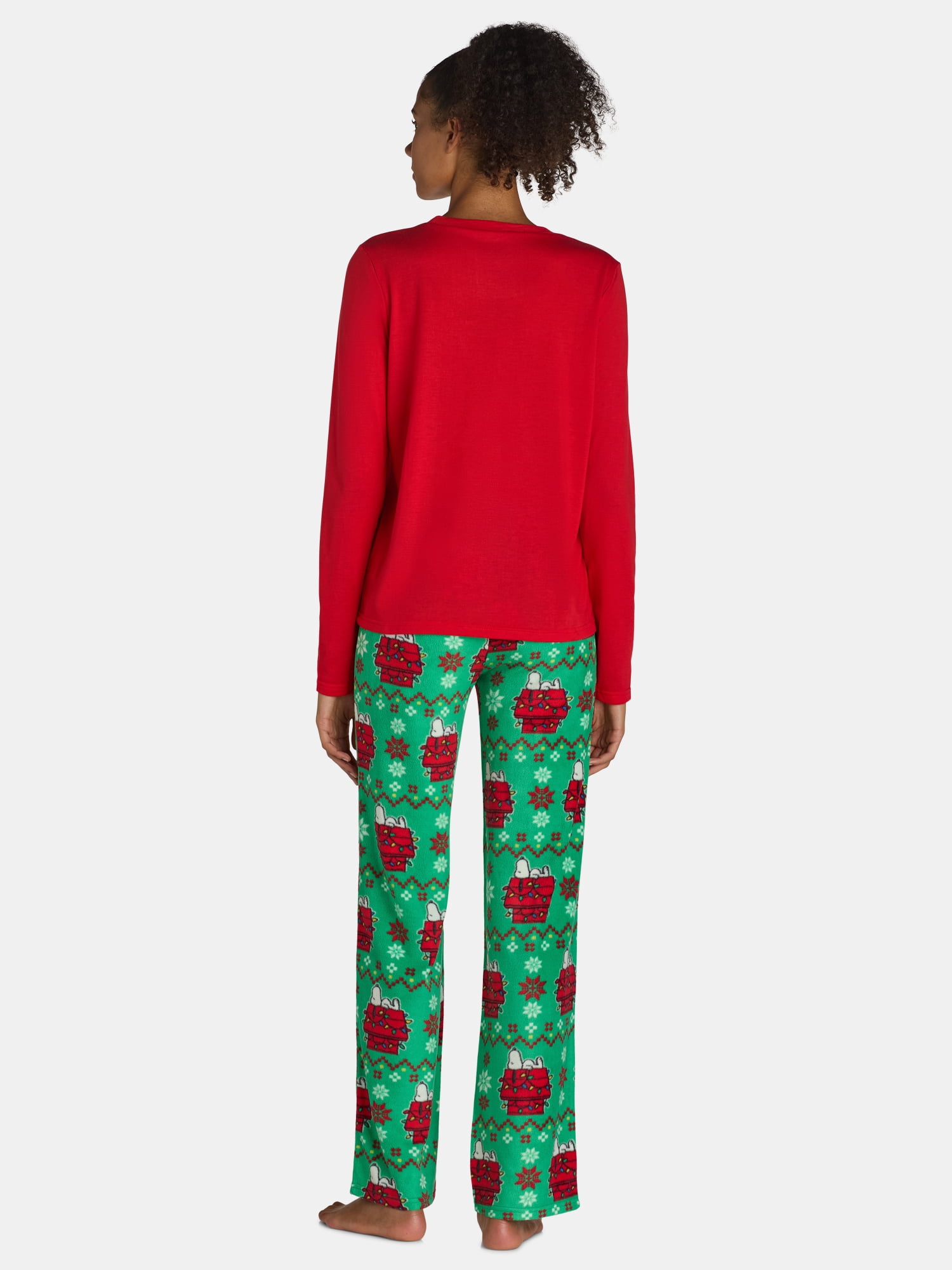 Peanuts Snoopy Women’s Home for the Holidays Matching Family Pajamas Set, 2-Piece, Sizes XS-3XL