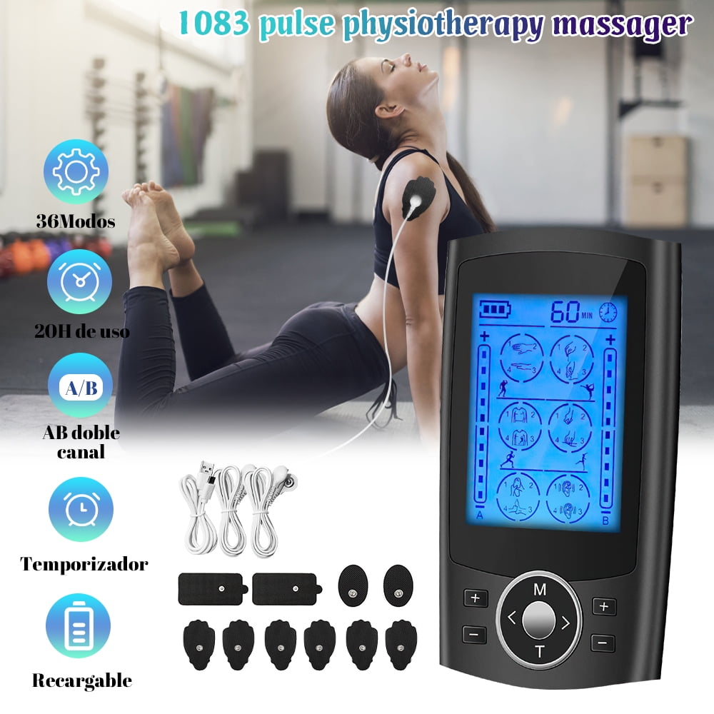Muscle Stimulator, Rechargeable Management Pulse Massager with 36 EMS/TENS  Massage Modes and 20 Intensity Levels with 10 Reusable Electrode Pads for  Back Neck (1083-10) 