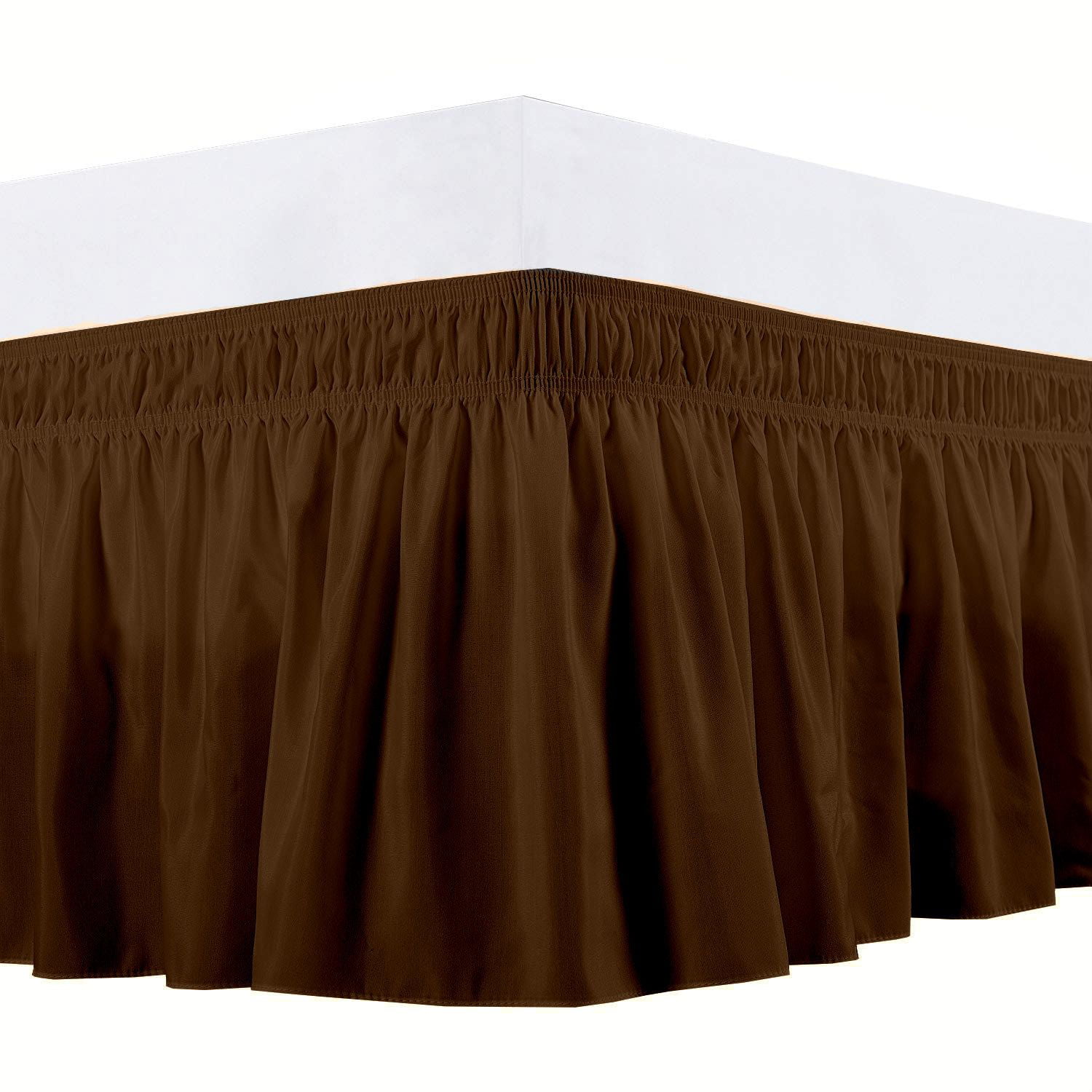 Guken Bed Skirt King Size Wrap Around Elastic Dust Ruffles Solid Color Wrinkle and Fade Resistant with Adjustable Elastic Belt Easy to Install Black for King/Cal King Size Beds 15 Inch Drop Black 
