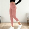 thumbnail image 2 of successthop Straight Leg Yoga Pants with Pockets Women Fleece Trendy with Pockets Gym Bottoms Solid Casual Trousers Pink, 2 of 4