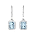 thumbnail image 3 of 5.81Ct Emerald Cut Halo Drop Dangle Blue Natural Aquamarine 14K White Solid Solid Gold Everyday Dainty Earrings Lever Back, 3 of 7