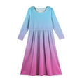 thumbnail image 5 of Abcomgle Girls Maxi Dresses Casual A-Line Long Sleeve Maxi Dress Gradient Crew Neck Sundresses Holiday Swing Dresses with Pockets,Blue, 5 of 5