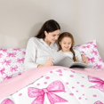 thumbnail image 4 of Erosebridal Pink Polka Dot Bowknot Full Size Comforter Sets for Girls, Watercolor Bow Bedding Sets for Women, Pink Reversible, 3pcs, 4 of 6