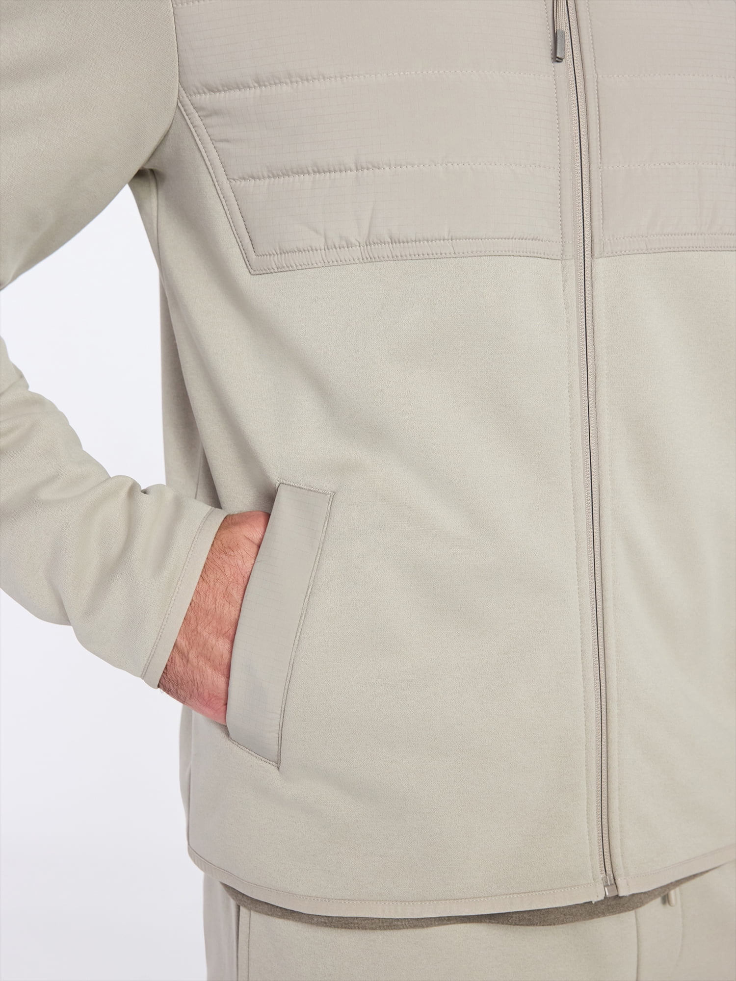 Athletic Works Men's and Big Men's Full Zip Mock Neck Hybrid Jacket, Size S-3XL