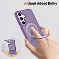 thumbnail image 2 of Asuwish Phone Case for Samsung Galaxy S25 FE 5G Tempered Glass Screen Protector Magnetic Folding Stand Frosted Translucent Rugged Shockproof Protective Cell Cover S 25 EF S25FE Women Men Deep Purple, 2 of 6