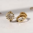thumbnail image 6 of Diastar Jewels Cluster Huggie Earrings, 14K Yellow Gold Finish Silver Cubic Zirconia Hoop Flower Earrings, 6 of 6