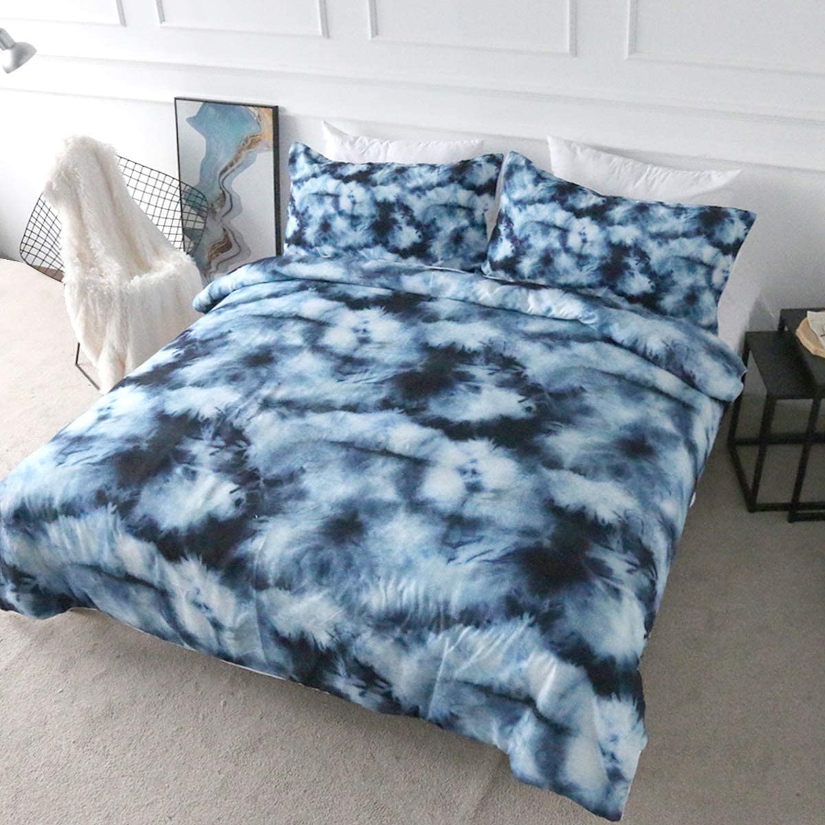 Boho Tie Dye Bedding Indigo Blue Ethnic 