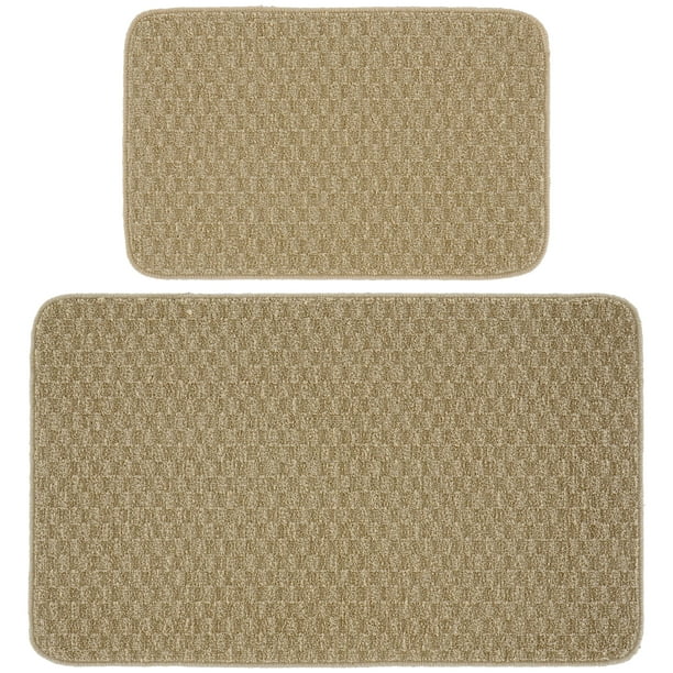 Garland Rug Town Square Solid Tan 2pc Kitchen Accent Rug Set(18"x30