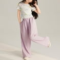 thumbnail image 6 of EnJoCho Youth Girls Kids Baggy Straight Pants Wide Leg Elastic Waist Solid Color Casual Joggers Trendy Comfy Trousers Sweatpants Loung𝖾 Wear Everyday Streetwear Bottoms, 6 of 8