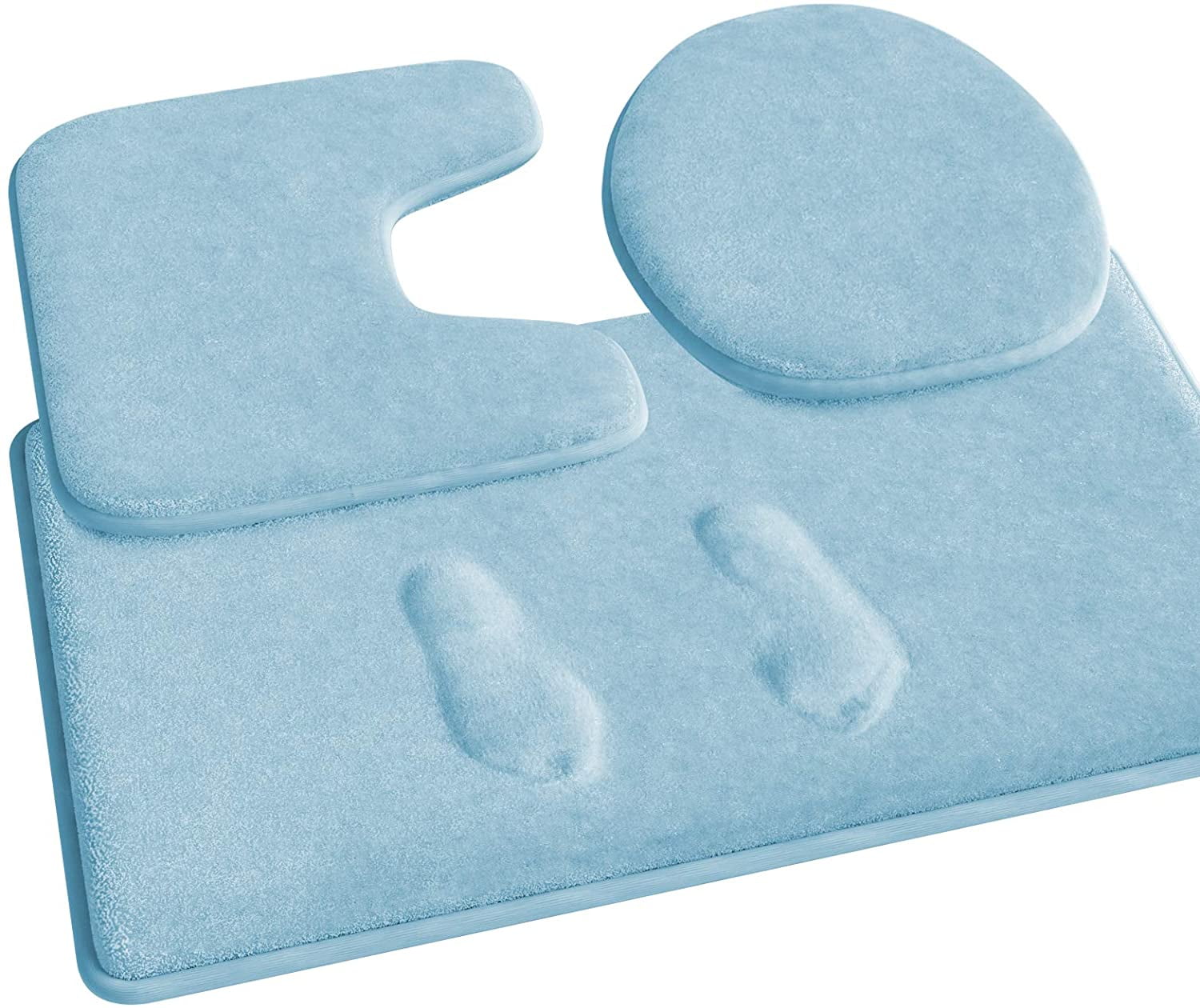 FEELSO Memory Foam Bath Mat Set, 3 Piece Bathroom Rugs Non Slip and