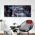 thumbnail image 4 of Canvas Wall Art Graffiti Pictures 3 Panels Colorful Painting Modern Abstract Woman Face Eye Posters Prints Street Pop Art Artwork Home Decor for Living Room Framed Ready to Hang - 12"x16"x3pcs, 4 of 6