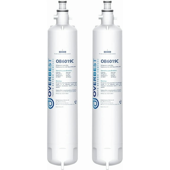 Overbest Replacement for GE® RPWFE, RPWF (Built-in CHIP) Refrigerator Water Filter,Compatible with GFE28GYNFS, GFE28GELDS, 2 Filters