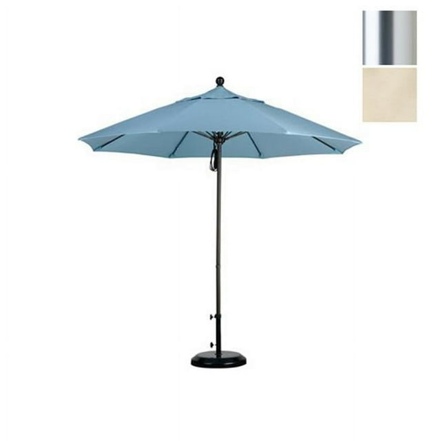 9' Fiberglass Market Umbrella Pulley Open S Anodized/Olefin/White