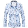 thumbnail image 1 of Blusa y camisa formal de manga larga con cuello vuelto para hombre, camisa con estampado a color, blusa de manga larga con cuello vuelto, blusa para hombre, 1 of 2