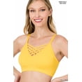 thumbnail image 2 of Women & Plus Front V-Lattice Sports Bra Bralette with Adjustable Straps and Removable Bra Pads, 2 of 3