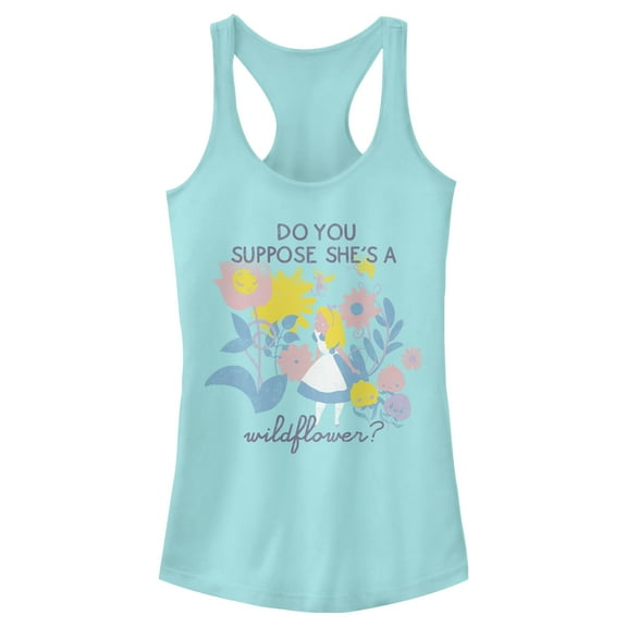 Junior's Alice in Wonderland Do You Suppose She's a Wildflower? Racerback Tank Top Cancun 2X Large