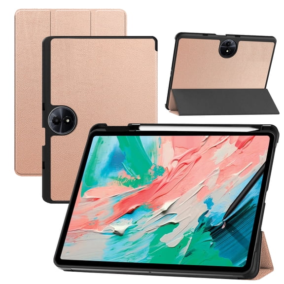 【RUIXH】for TCL NXTPAPER 11 Gen 2 Case 11 Inch Tablet Case PU Material Drop-proof Scratch-resistant Tri-fold Stand Function Built-in Pen Slot Magnetic closure automatic sleep Portable (rose gold)