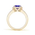 thumbnail image 2 of Angara Natural 1.9 Ct. Tanzanite with Diamond Halo Ring in 14K Yellow Gold for Women (Ring Size: 11.5), 2 of 4