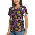 thumbnail image 2 of Honeii Halloween Skeleton Print Women's Classic V-Neck T-Shirt,Womens Fashion Tops,Stylish Everyday Top for Women, Casual Summer Spring Outfits Clothes-XX-Large, 2 of 5