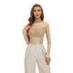 thumbnail image 4 of Camiseta KICZOY de malla transparente para mujer, manga larga, color beige, 4 of 6