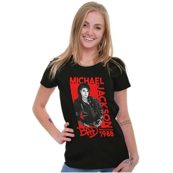 Michael Jackson Bad World Your 1988 Womens Slim Fit Graphic Tee Brisco Brands S