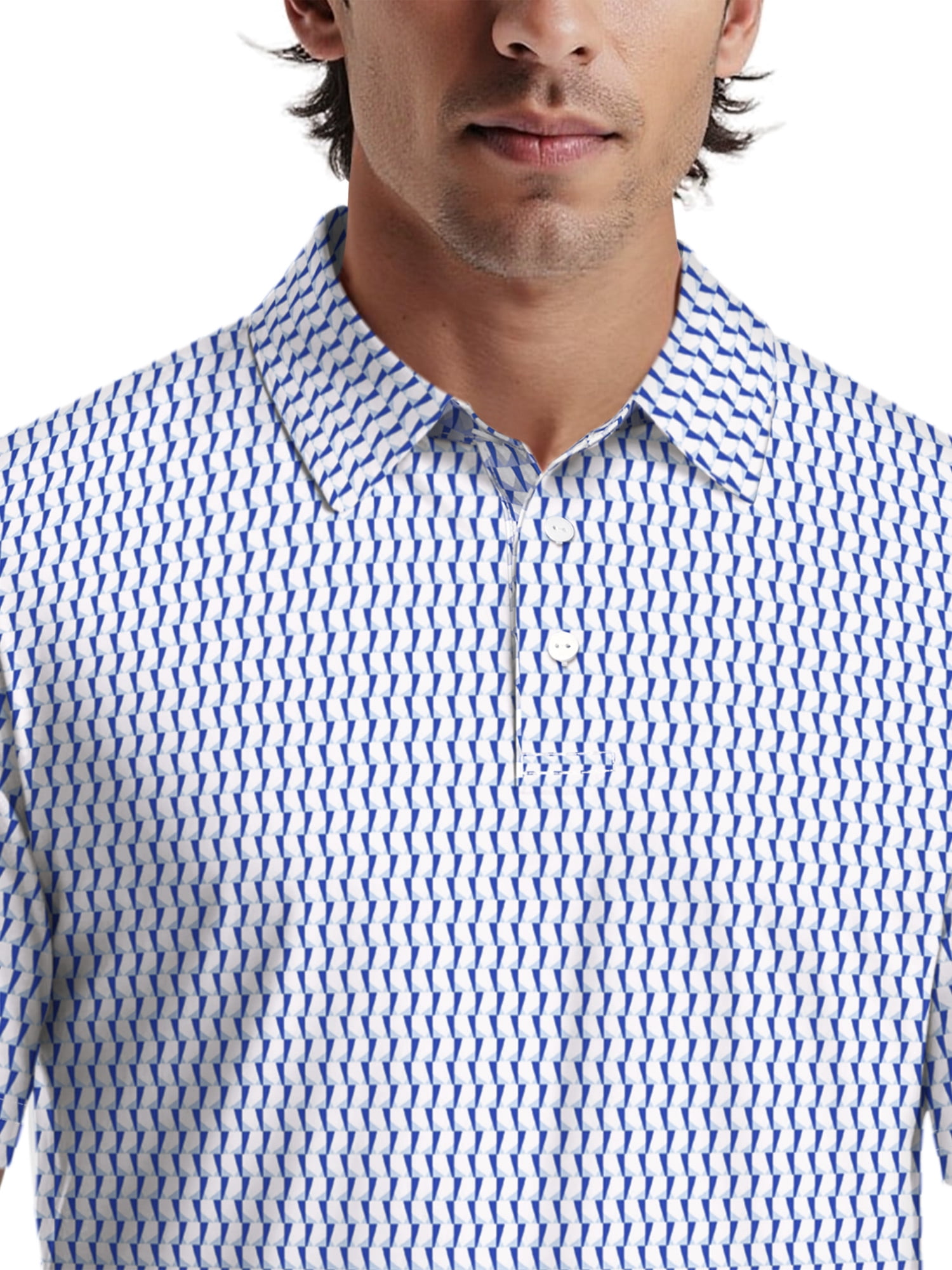 Ben Hogan Men's & Big Men's Performance Large Geometric Short Sleeve Polo Shirt, Sizes S-5XL
