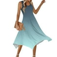 thumbnail image 6 of A-line Dress for Spring Summer 2025 Womens Casual Holiday Resort Beach Outfits Crew Neck Gradient Sundress Ruffle Hem, 6 of 8