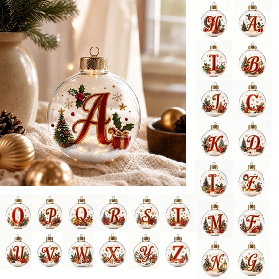 pathside Personalized Initial Letter A Ornament, Warm LED Acrylic Christmas Ball Hanging Decor for Tree, Garland, Mantel and Holiday Home Display