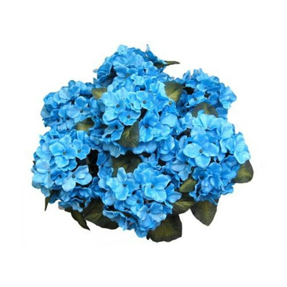 JenlyFavors 22 Inch X-Large Satin Artificial Hydrangea Silk Flower Bush 7 Heads (Turquoise)