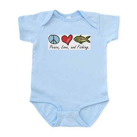 

CafePress - Peace Love Fishing Infant Bodysuit - Baby Light Bodysuit Size Newborn - 24 Months