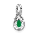 thumbnail image 3 of Real 14kt White Gold Teardrop Diamond and Oval Emerald Pendant; for Adults and Teens; for Women and Men, 3 of 4